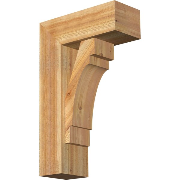 Ekena Millwork Merced Block Rough Sawn Bracket w/ Offset Brace, Western Red Cedar, 8"W x 20"D x 32"H BKT0806X20X32MRC05RWR - main